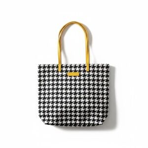 Vera Bradley Tote Bag in the "Midnight Houndstooth" pattern with yellow straps
